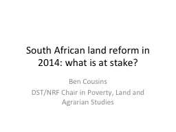 South African land reform in 2014: what is at stake?