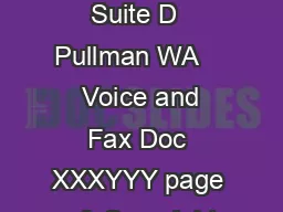 Revision June    E Main Suite D  Pullman WA     Voice and Fax Doc XXXYYY page  of  Copyright