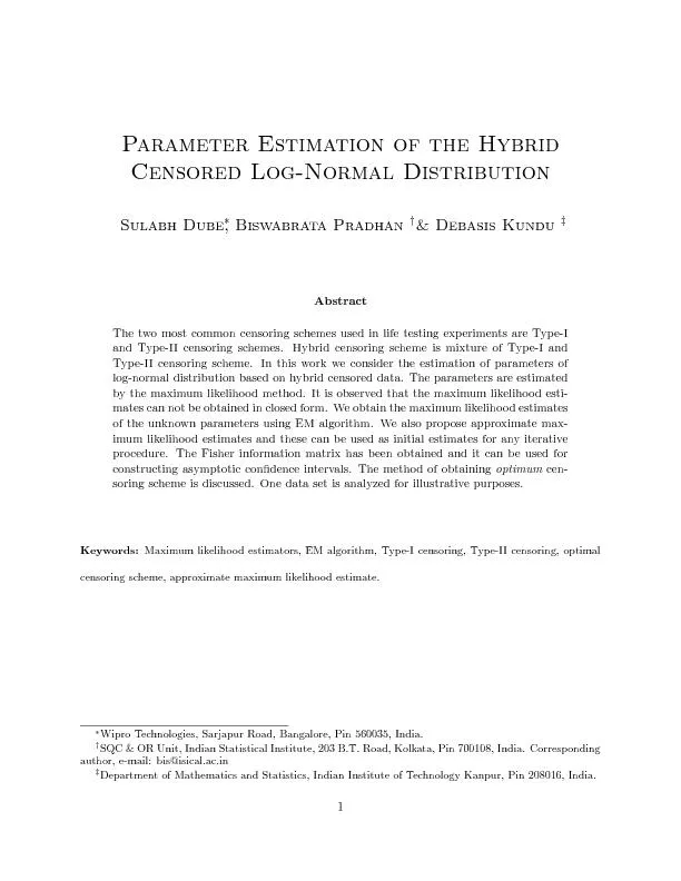 ParameterEstimationoftheHybridCensoredLog-NormalDistributionSulabhDube