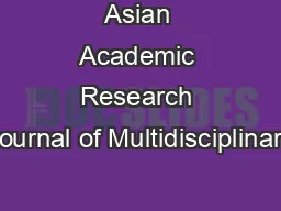 Asian Academic Research Journal of Multidisciplinary