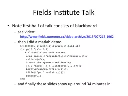 Fields Institute Talk