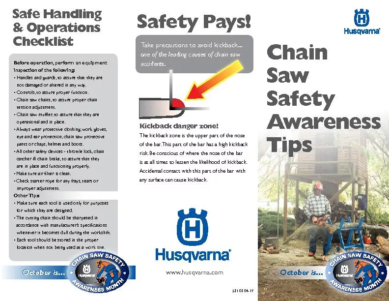 Chain Saw Safety AwarenessTips