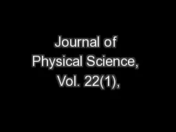 Journal of Physical Science, Vol. 22(1),