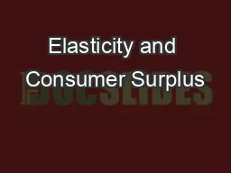 Elasticity and Consumer Surplus