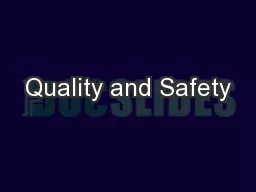 Quality and Safety