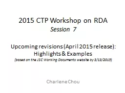 2015 CTP Workshop on RDA
