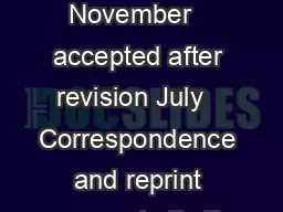 Received November   accepted after revision July   Correspondence and reprint requests