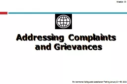Addressing Complaints and Grievances