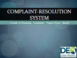 A Guide to Processing Complaints: Wagner-Peyser Related