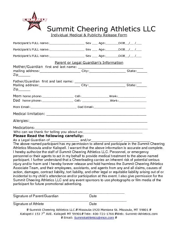 Summit Cheering Athletics LLC