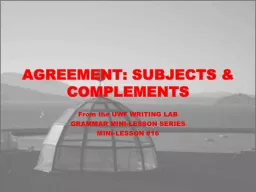 AGREEMENT: SUBJECTS & COMPLEMENTS