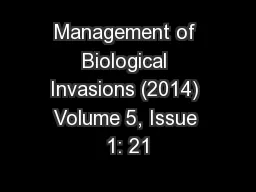 Management of Biological Invasions (2014) Volume 5, Issue 1: 21