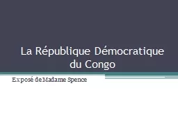 L a République Démocratique du Congo