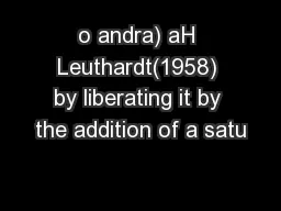 o andra) aH Leuthardt(1958) by liberating it by the addition of a satu