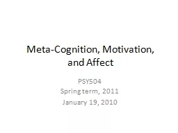 Meta-Cognition, Motivation,