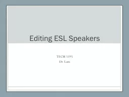 Editing ESL Speakers