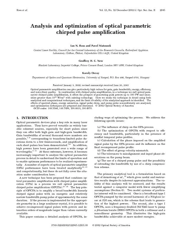Analysisandoptimizationofopticalparametricchirpedpulseampli