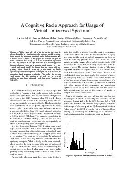A Cognitive Radio Approach for Usage of Virtual Unlicensed Spectrum Danijela abri  Shridhar