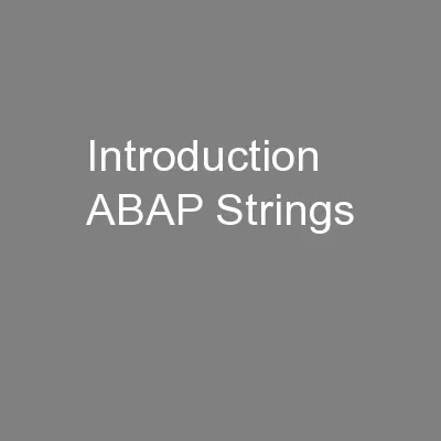 Introduction ABAP Strings