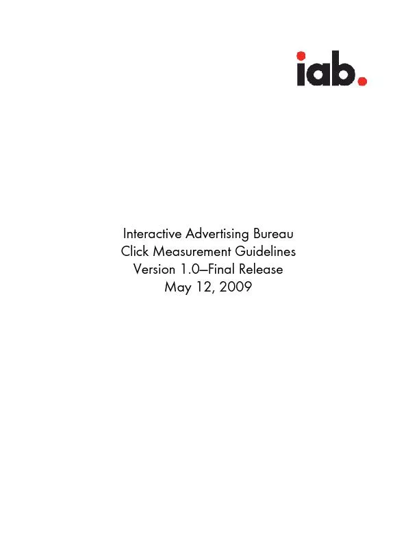 Interactive Advertising Bureau Click Measurement Guidelines Version 1.