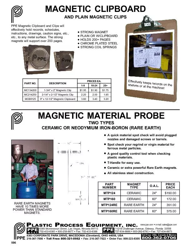 PPE Magnetic Clipboard and Clips willeffectively hold records, schedul