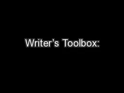 Writer’s Toolbox: