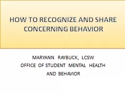 HOW TO RECOGNIZE AND SHARE CONCERNING BEHAVIOR