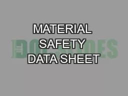 MATERIAL SAFETY DATA SHEET #