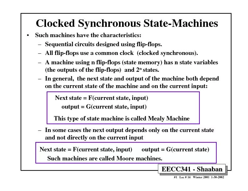 EECC341 - Shaaban#1   Lec # 14   Winter 2001  1-30-2002Clocked Synchro