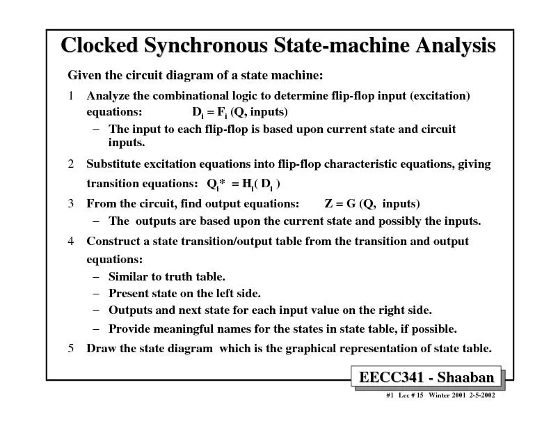 EECC341 - Shaaban#1   Lec # 15   Winter 2001  2-5-2002Clocked Synchron
