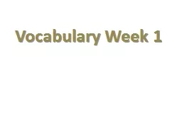 Vocabulary Week 1