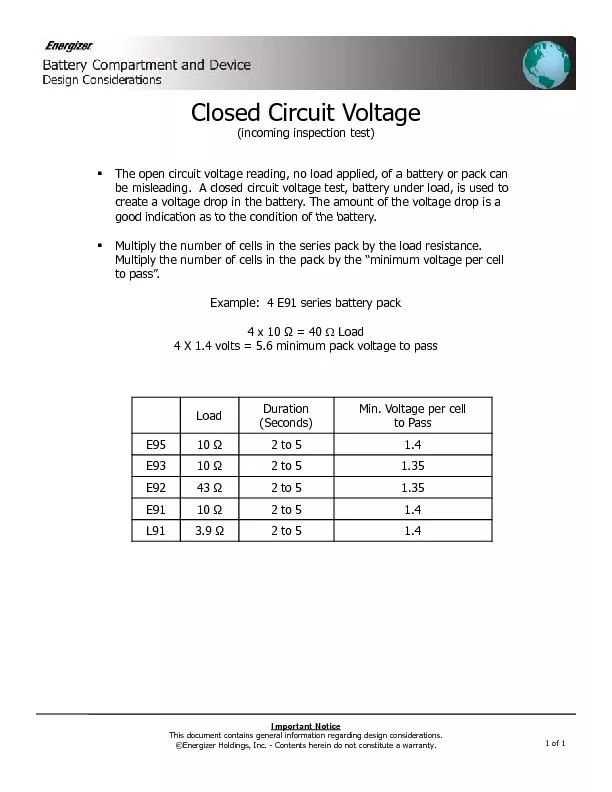 Closed Circuit Voltage