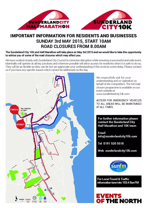 IMPORTANT INFORMATION FOR RESIDENTS AND BUSINESSESSUNDAY 3rd MAY 2015,