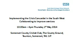 Implementing the Crisis Concordat in the South West