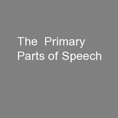 The  Primary Parts of Speech