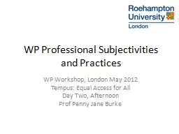 WP Professional Subjectivities and Practices