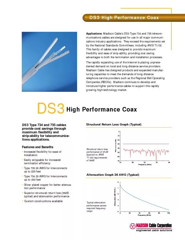 DS3 Type 734 and 735 cables Increased flexibility for ease of Type 735