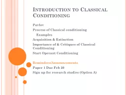 Introduction to Classical Conditioning