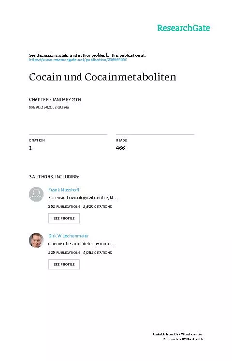 Spezielle Analyten: Cocain