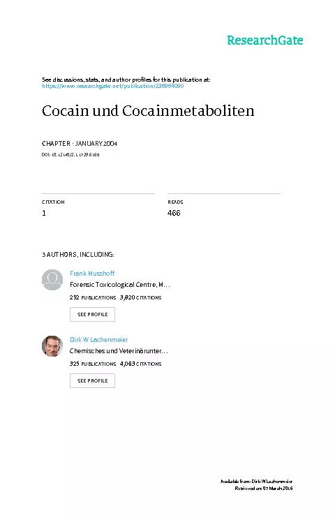 PDF-Spezielle Analyten: Cocain