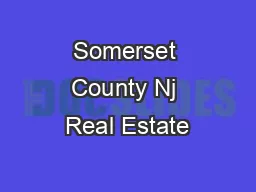 Somerset County Nj Real Estate