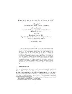 Eciently Enumerating the Subsets of a Set J