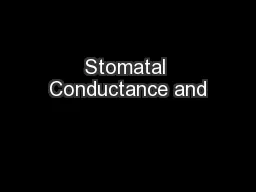 Stomatal Conductance and