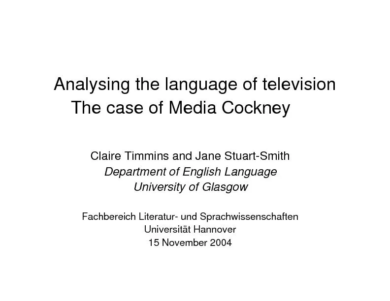 Analysing the language of television