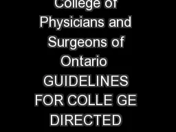 Guidelines for College Directed Supervision  College of Physicians and Surgeons of Ontario