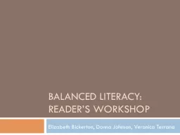 Balanced Literacy: Reader’s workshop