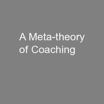 A Meta-theory of Coaching