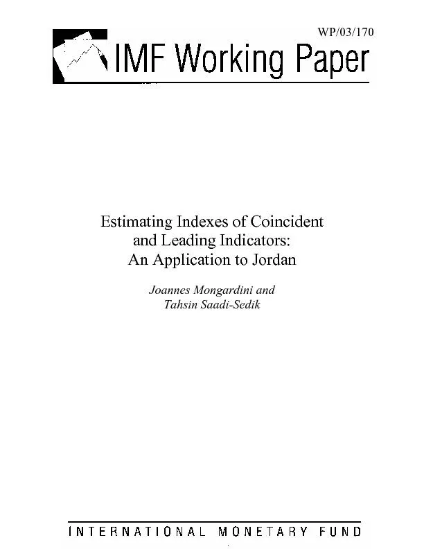 Estimating Indexes of Coincident  Joannes Mongardini and
