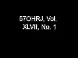 57OHRJ, Vol. XLVII, No. 1