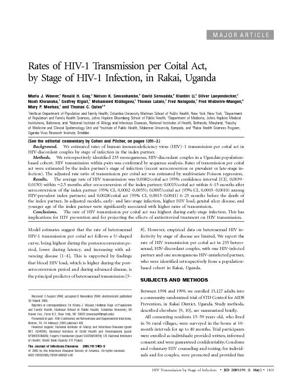 HIVTransmissionbyStageofInfectionJID2005:191(1May)